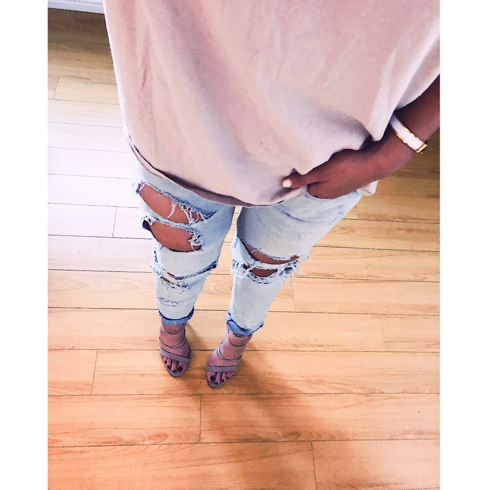 Free People Low Rise Ripped Jeans